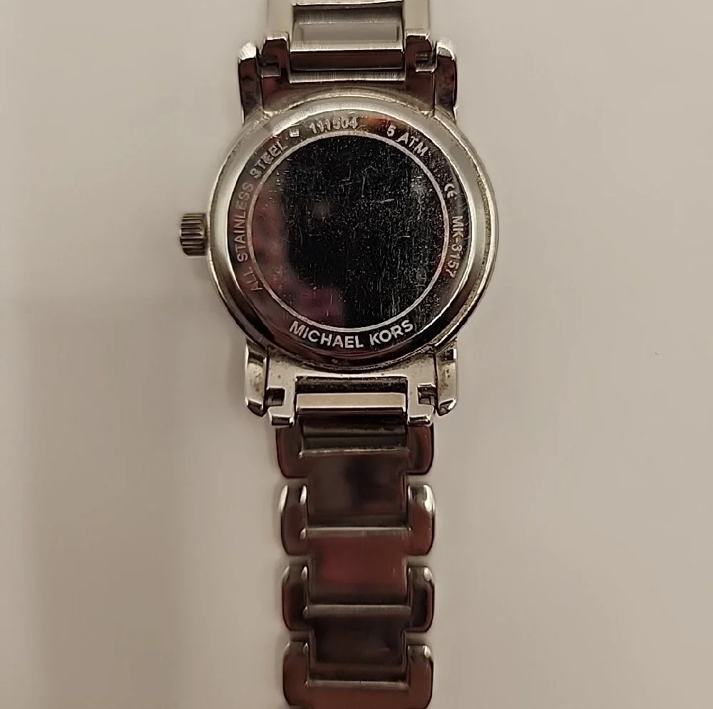 Michael Kors Silver Women's Stainless Steel Bracelet Watch with White Dial